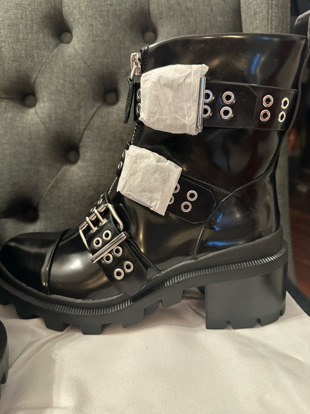 Alice and Olivia Patent Leather Combat Boots - Picture 2 of 4